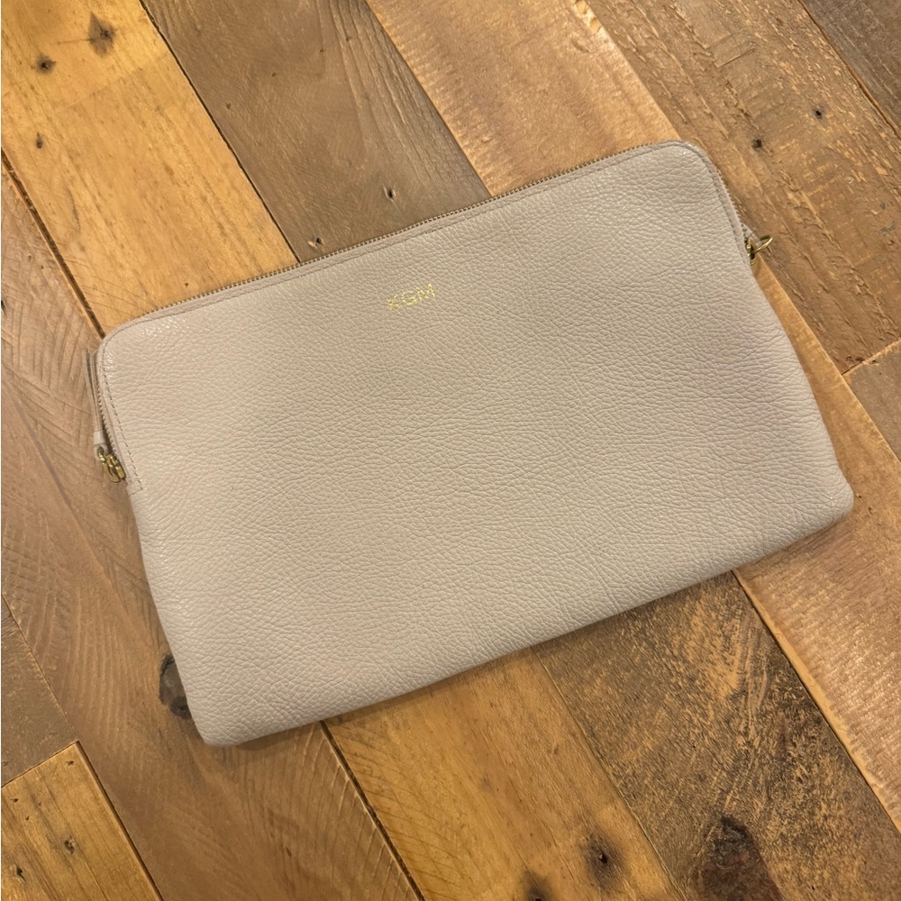 Mark & Graham Everyday Italian Leather Zipper Pouch Stone KGM
